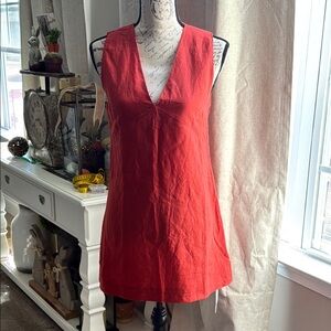 NWT Commense BurntOrange/Red Sleeveless V-Neck Dress